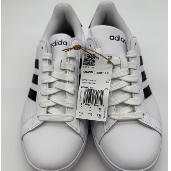 Adidas Grand Court 2.0 Women's Sneakers White Black Low Top Casual sz 6.5 - Picture 5 of 9